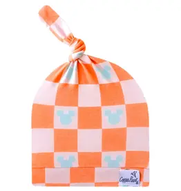 Copper Pearl Mickey Mouse Check Top Knot Hat 0-4m