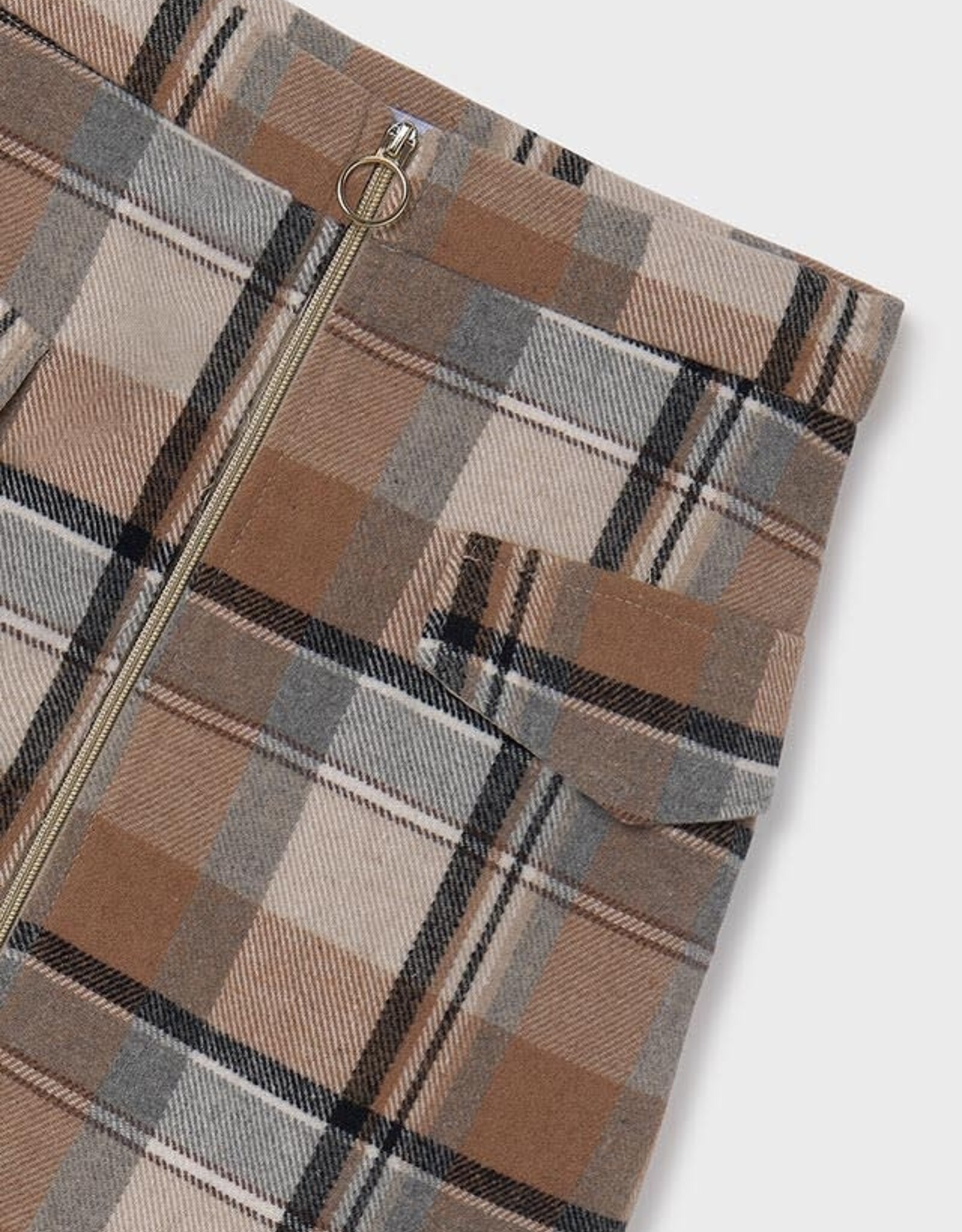 Mayoral Cinammon Check Skirt