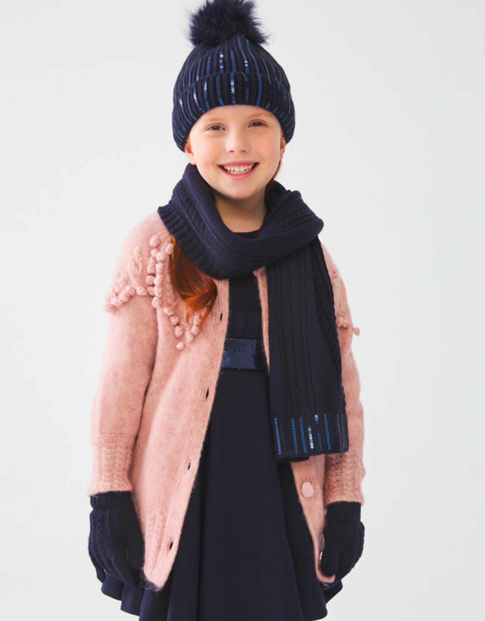 Abel & Lula Abel & Lula Hat & Scarf Set in Navy