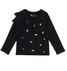 Deux Par Deux Holiday Anthracite LS Top w/Frill
