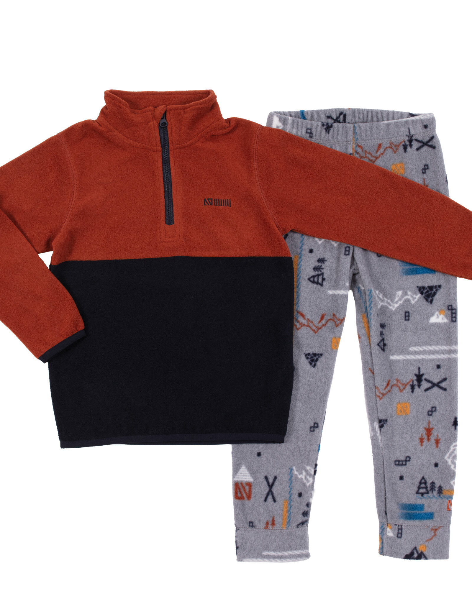 Noruk Brown Microfleece 1/4 Zip Up w/Fleece Pants
