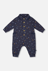 Deux Par Deux Blue Pine Baby Muslin Jumpsuit