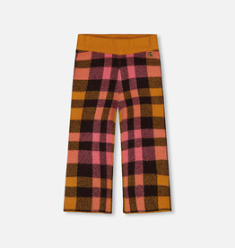 Deux Par Deux Plaid Pink & Brown Knitted Plaid 7/8 Pants