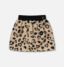 Deux Par Deux Hearts Faux Fur Skirt