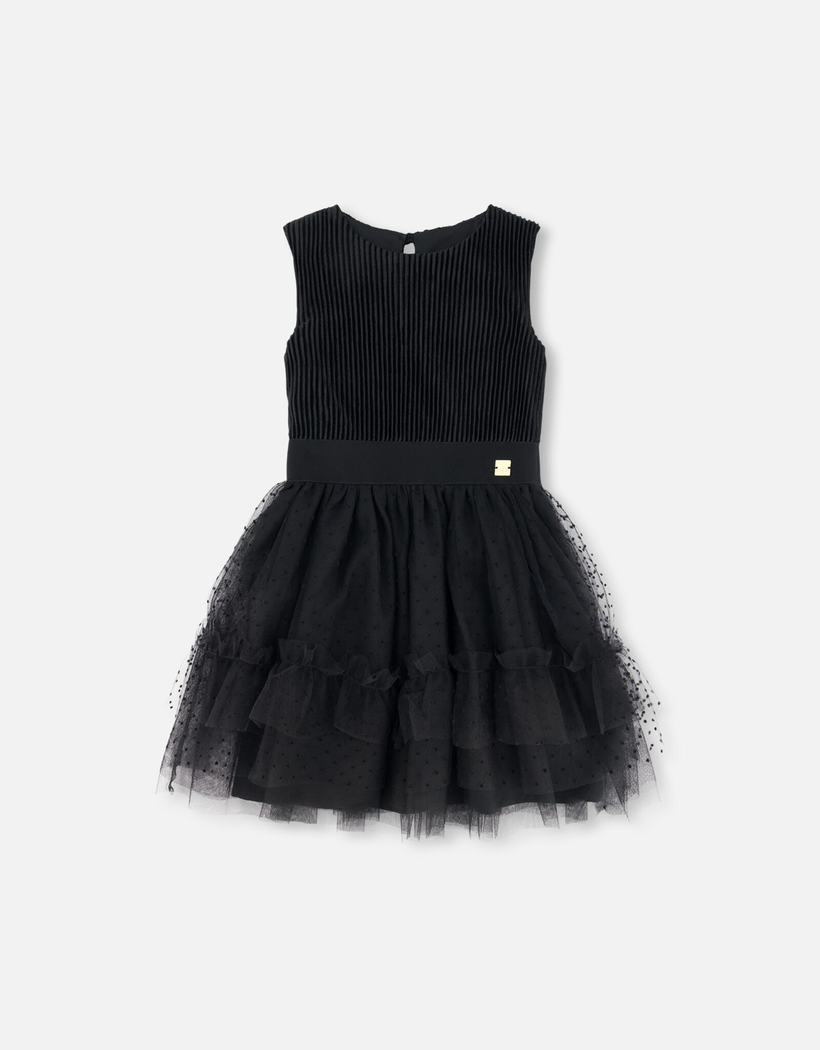 Deux Par Deux Anthracite Sleeveless Dress With Tulle Skirt