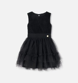 Deux Par Deux Anthracite Sleeveless Dress With Tulle Skirt