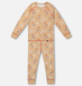 Deux Par Deux Christmas Deer Two Piece Pajama Set (Long Sleeve Top & Pants)