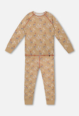 Deux Par Deux Womens Christmas Deer Two Piece Pajama Set (Long Sleeve Top & Pants)