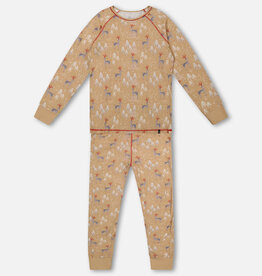 Deux Par Deux Womens Christmas Deer Two Piece Pajama Set (Long Sleeve Top & Pants)
