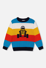 Deux Par Deux Peacoat Striped Sweater With Go Kart