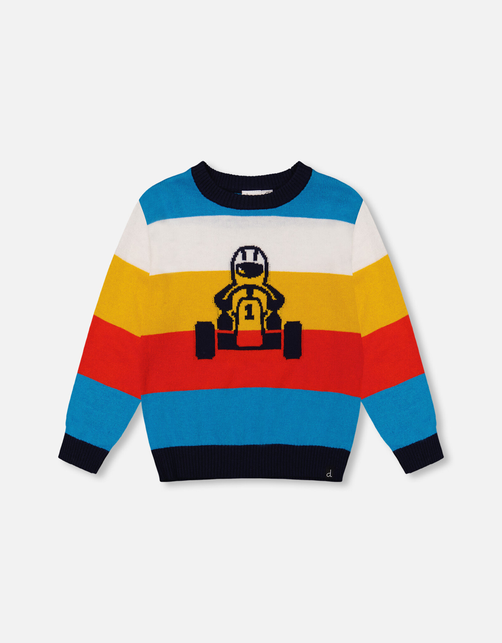 Deux Par Deux Peacoat Striped Sweater With Go Kart