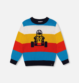 Deux Par Deux Peacoat Striped Sweater With Go Kart