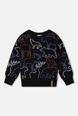 Deux Par Deux Anthracite Sweater With Animal Forest