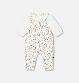 Deux Par Deux Flowers Baby Onesie & Overall Set