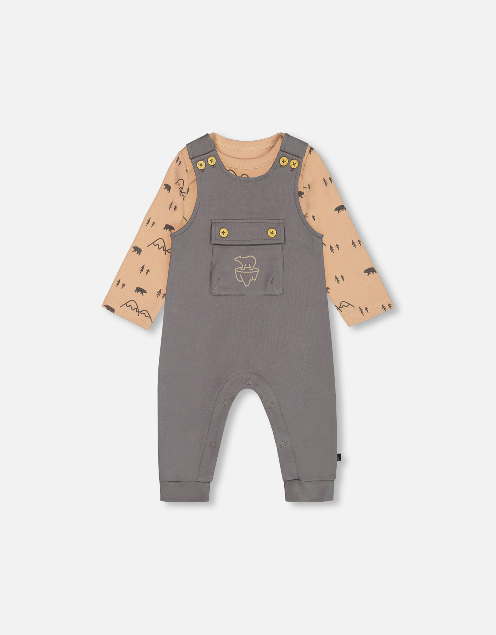 Deux Par Deux Bear & Mountains Onesie & Overall Set