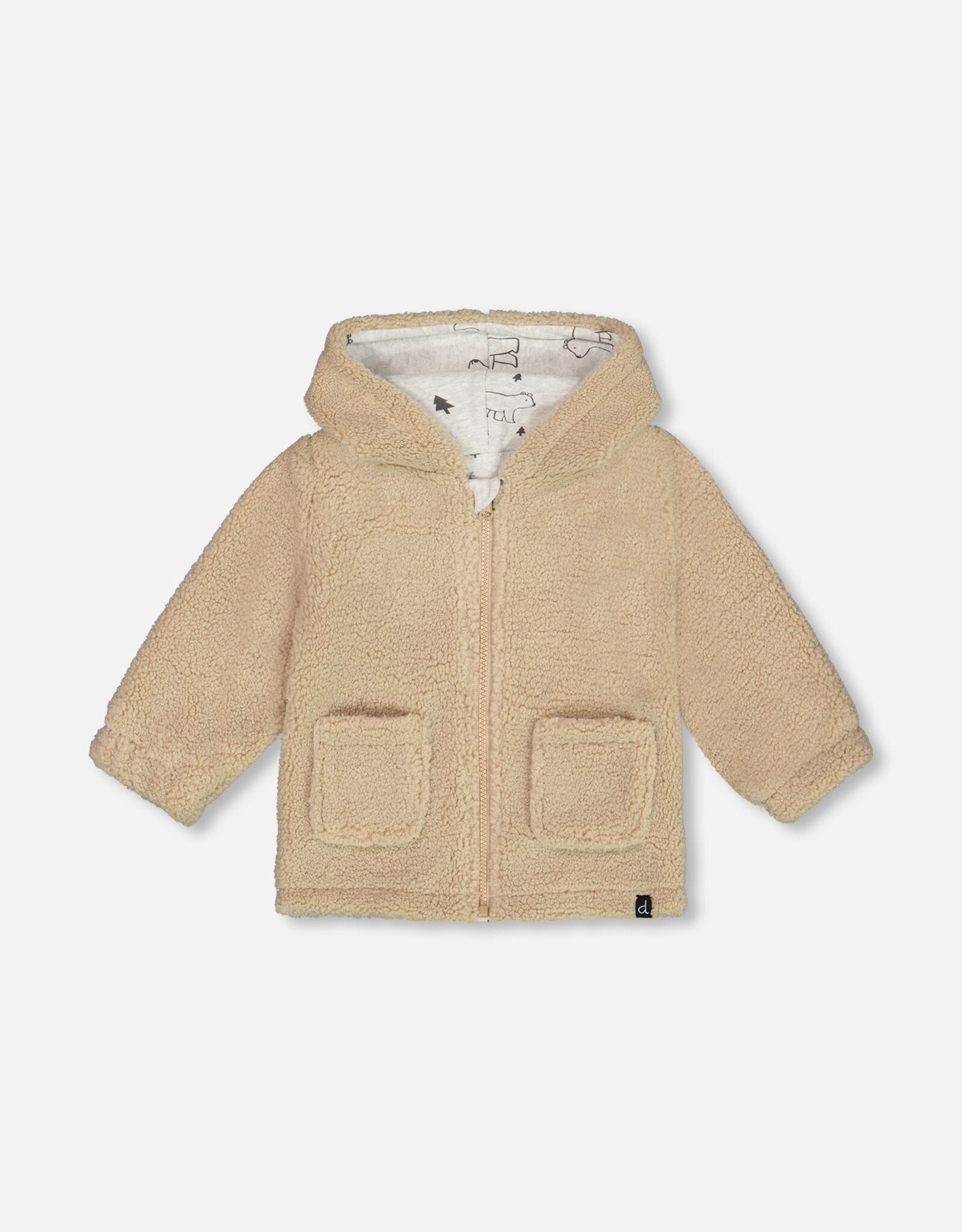 Deux Par Deux Sesame Sherpa Hooded Zip Jacket (Bear Lined)