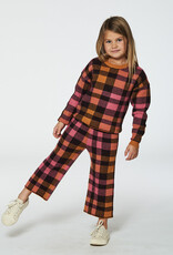 Deux Par Deux Plaid Pink & Brown Knitted Plaid 7/8 Pants