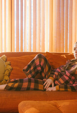 Deux Par Deux Plaid Pink & Brown Knitted Plaid 7/8 Pants