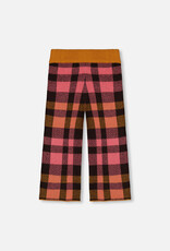 Deux Par Deux Plaid Pink & Brown Knitted Plaid 7/8 Pants
