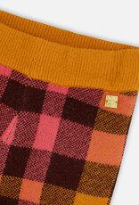 Deux Par Deux Plaid Pink & Brown Knitted Plaid 7/8 Pants