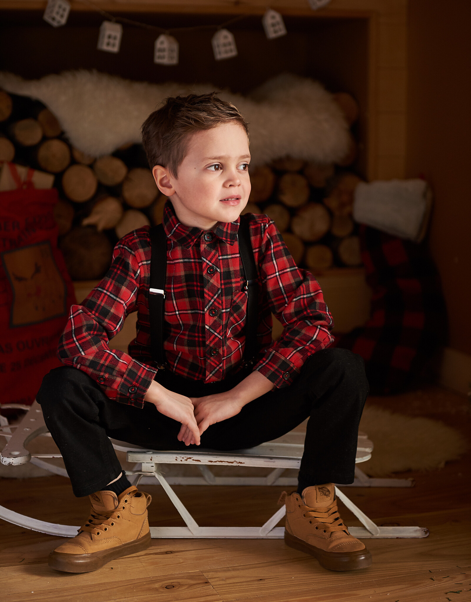 Deux Par Deux Holiday Plaid Button Up Shirt