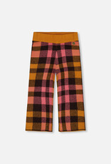 Deux Par Deux Plaid Pink & Brown Knitted Plaid 7/8 Pants