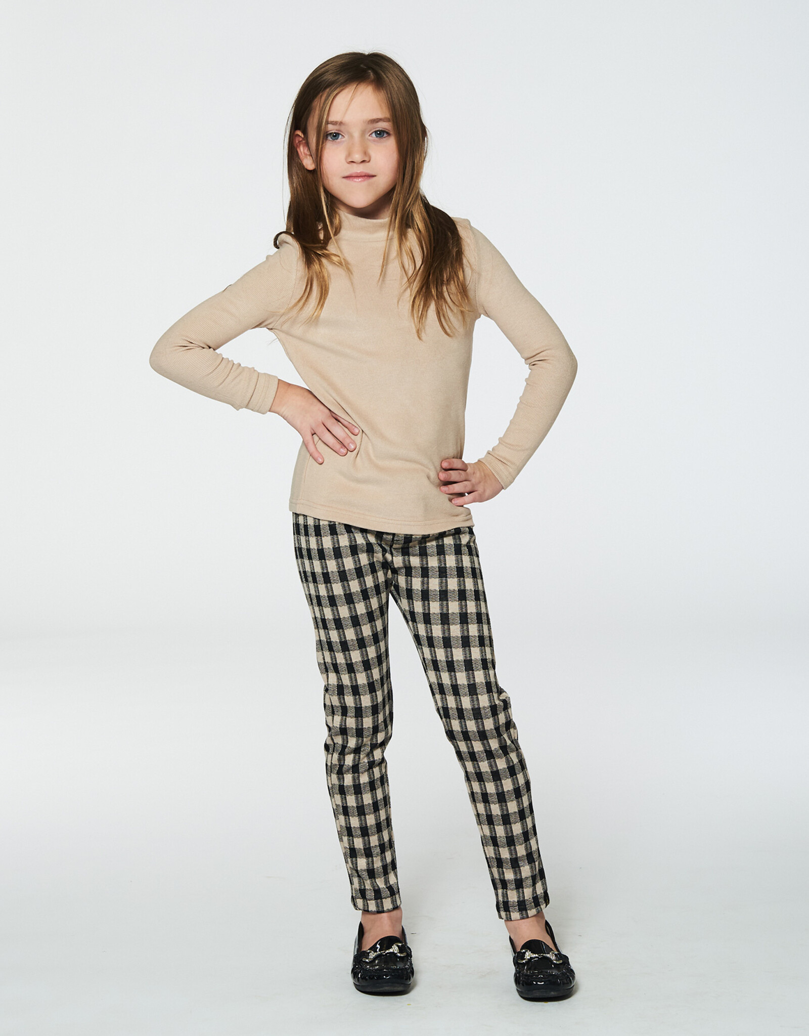 Deux Par Deux Plaid Black & Beige Treggings