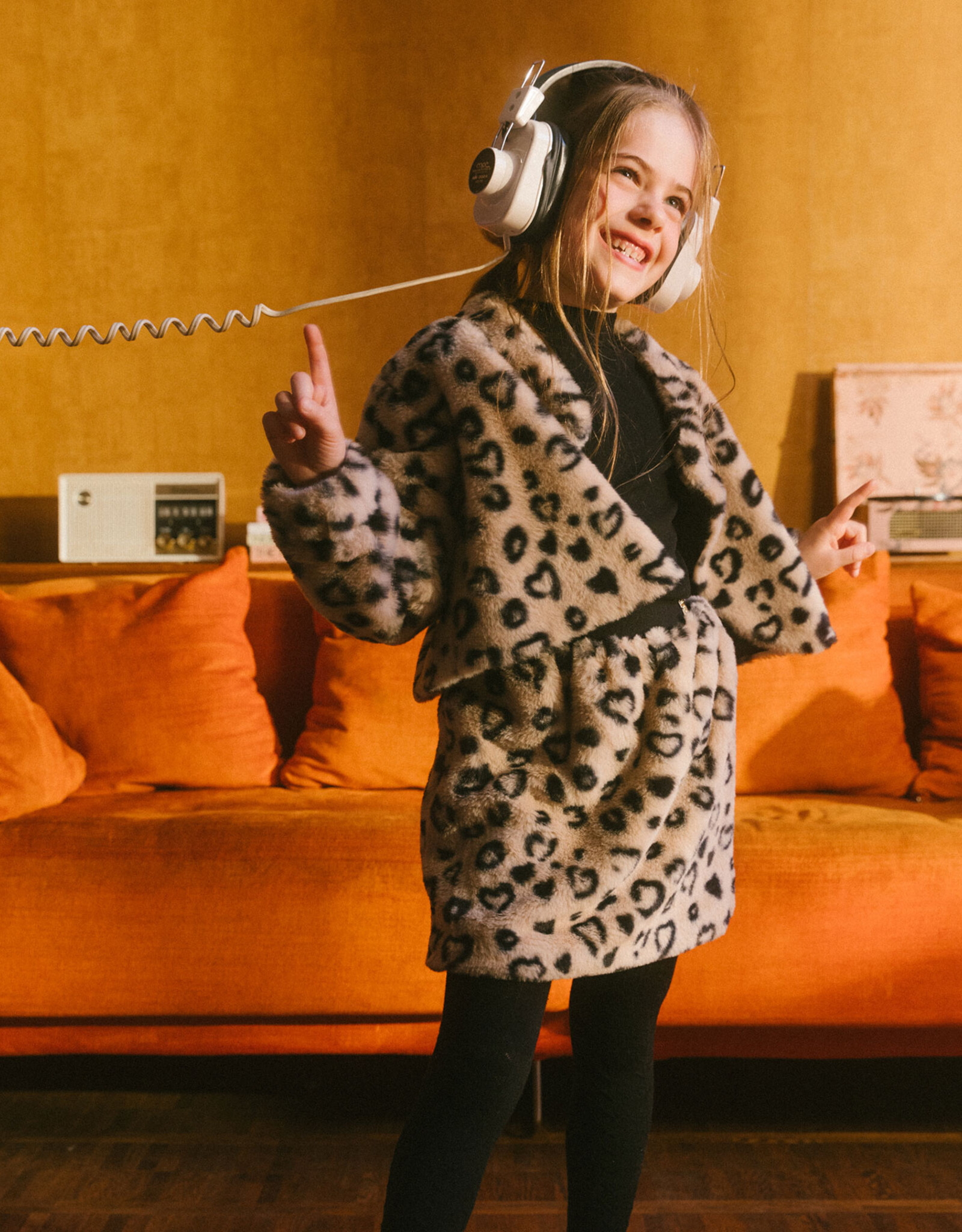 Deux Par Deux Heart Faux Fur Jacket