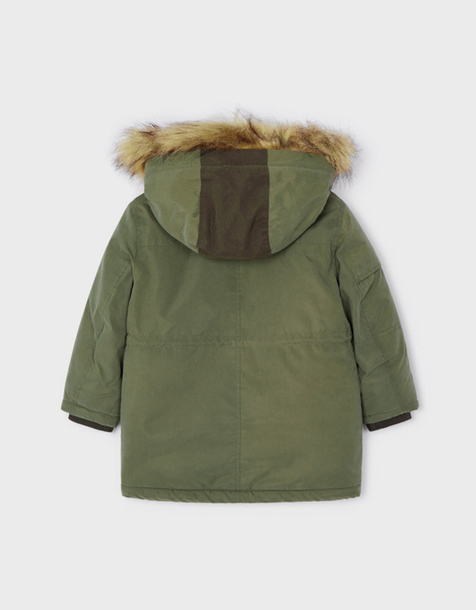 Mayoral Dark Thyme Faux Fur Hooded Parka