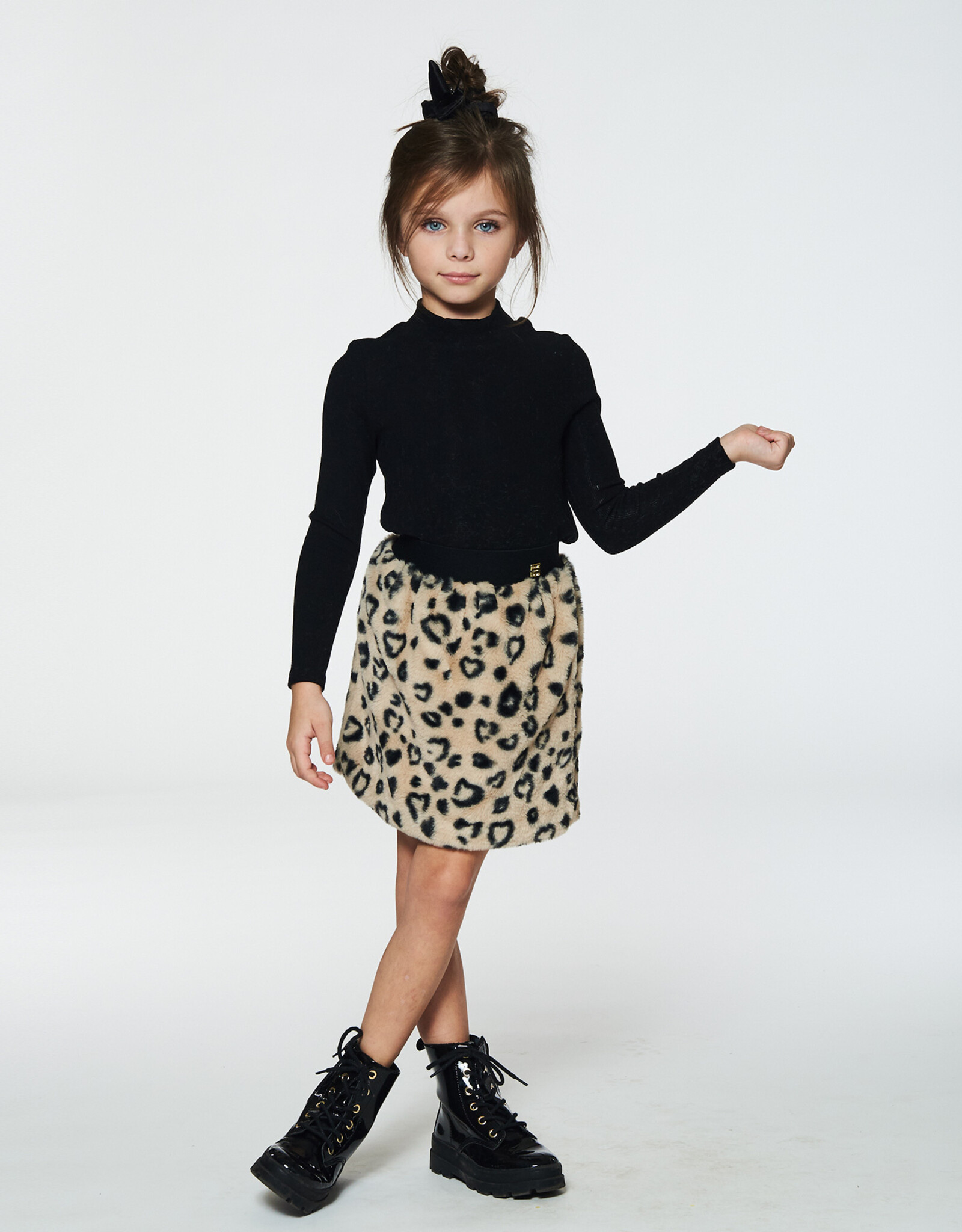 Deux Par Deux Anthracite Brushed Rib Mock Neck Long Sleeve Top