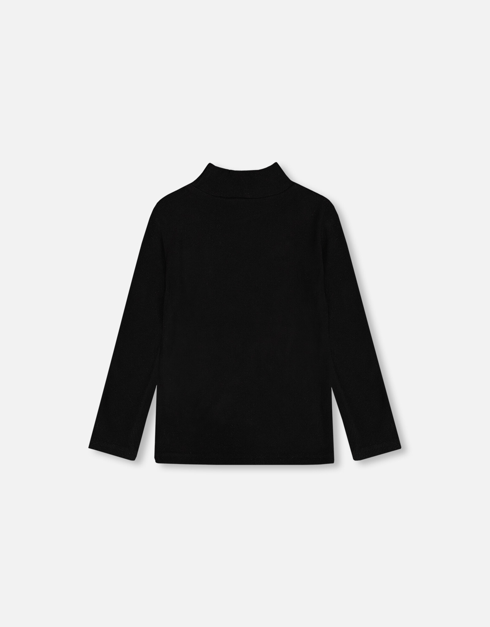 Deux Par Deux Anthracite Brushed Rib Mock Neck Long Sleeve Top