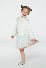 Deux Par Deux White Brushed Rib Mock Neck Long Sleeve Top