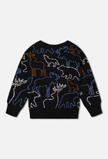 Deux Par Deux Anthracite Sweater With Animal Forest