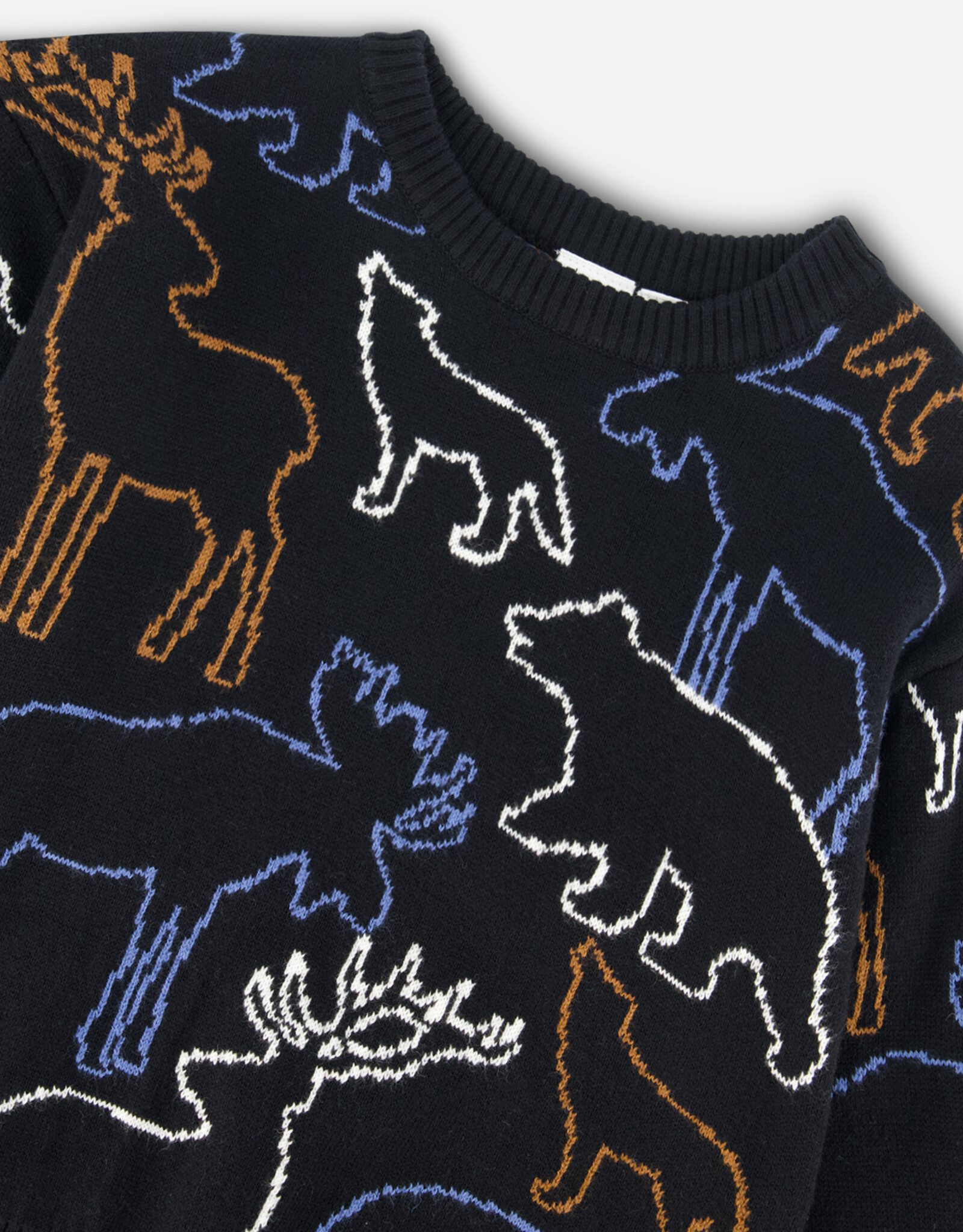 Deux Par Deux Anthracite Sweater With Animal Forest