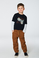 Deux Par Deux Light Grey Bike T-Shirt With Layered Sleeves