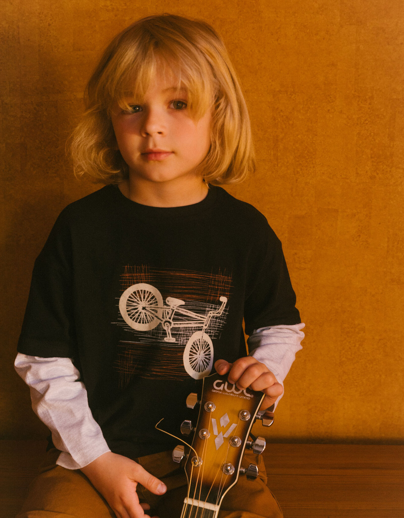 Deux Par Deux Light Grey Bike T-Shirt With Layered Sleeves