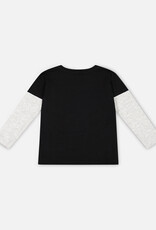 Deux Par Deux Light Grey Bike T-Shirt With Layered Sleeves