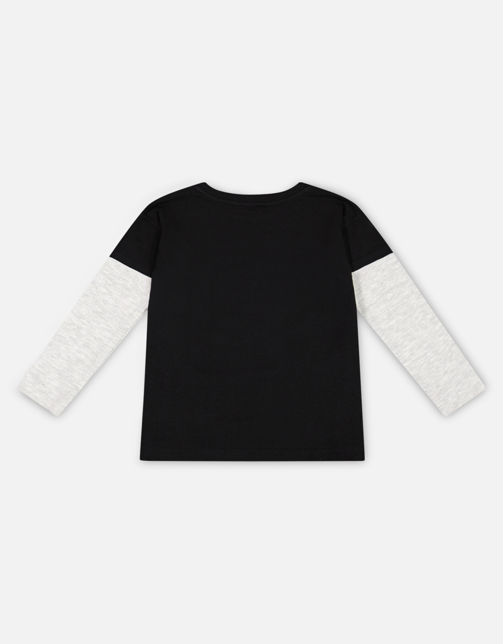 Deux Par Deux Light Grey Bike T-Shirt With Layered Sleeves