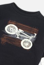 Deux Par Deux Light Grey Bike T-Shirt With Layered Sleeves