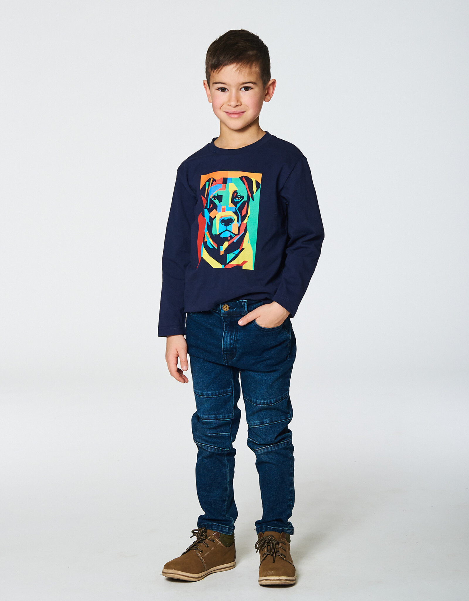 Deux Par Deux Peacoat Long Sleeve Dog T-Shirt