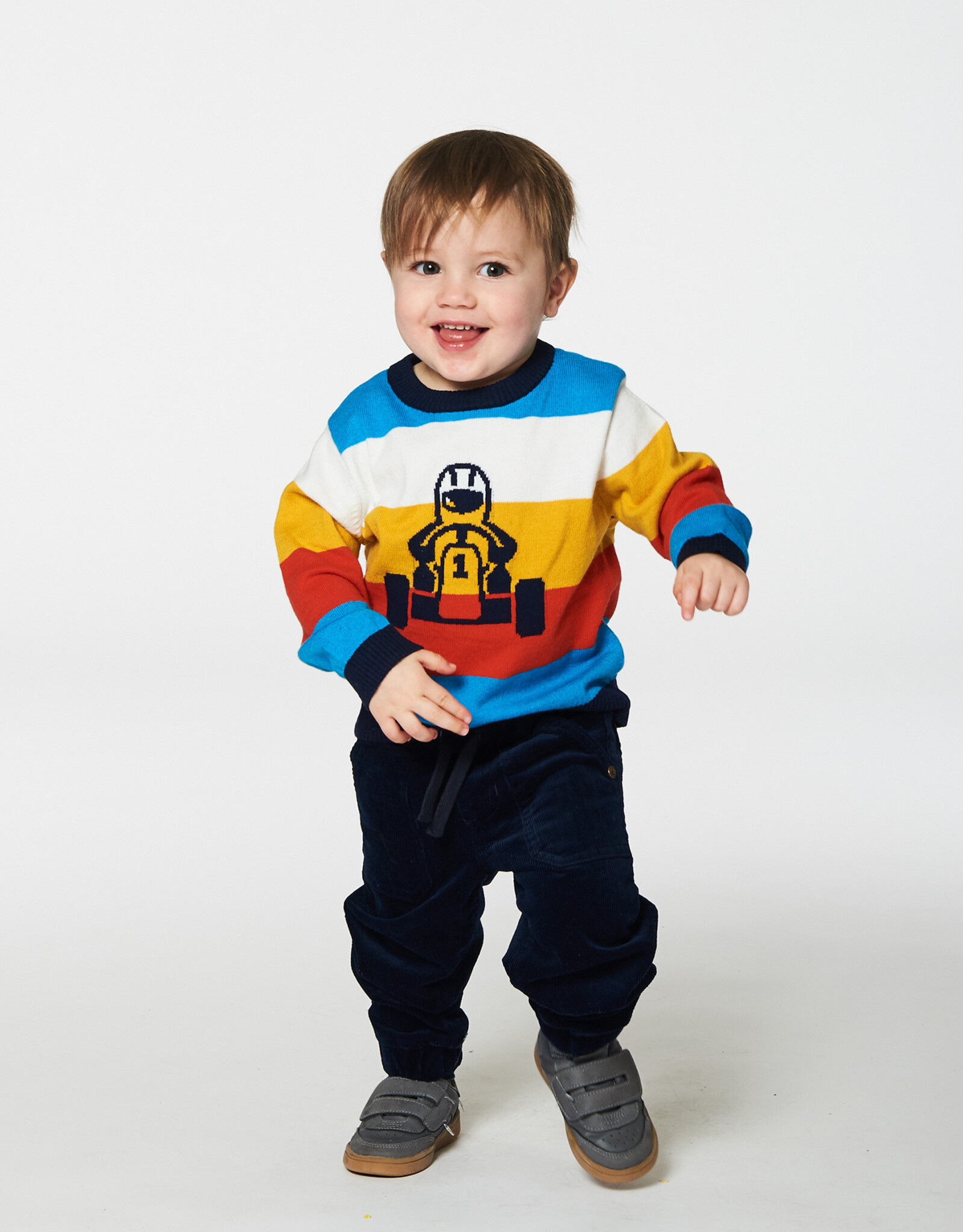 Deux Par Deux Peacoat Striped Sweater With Go Kart