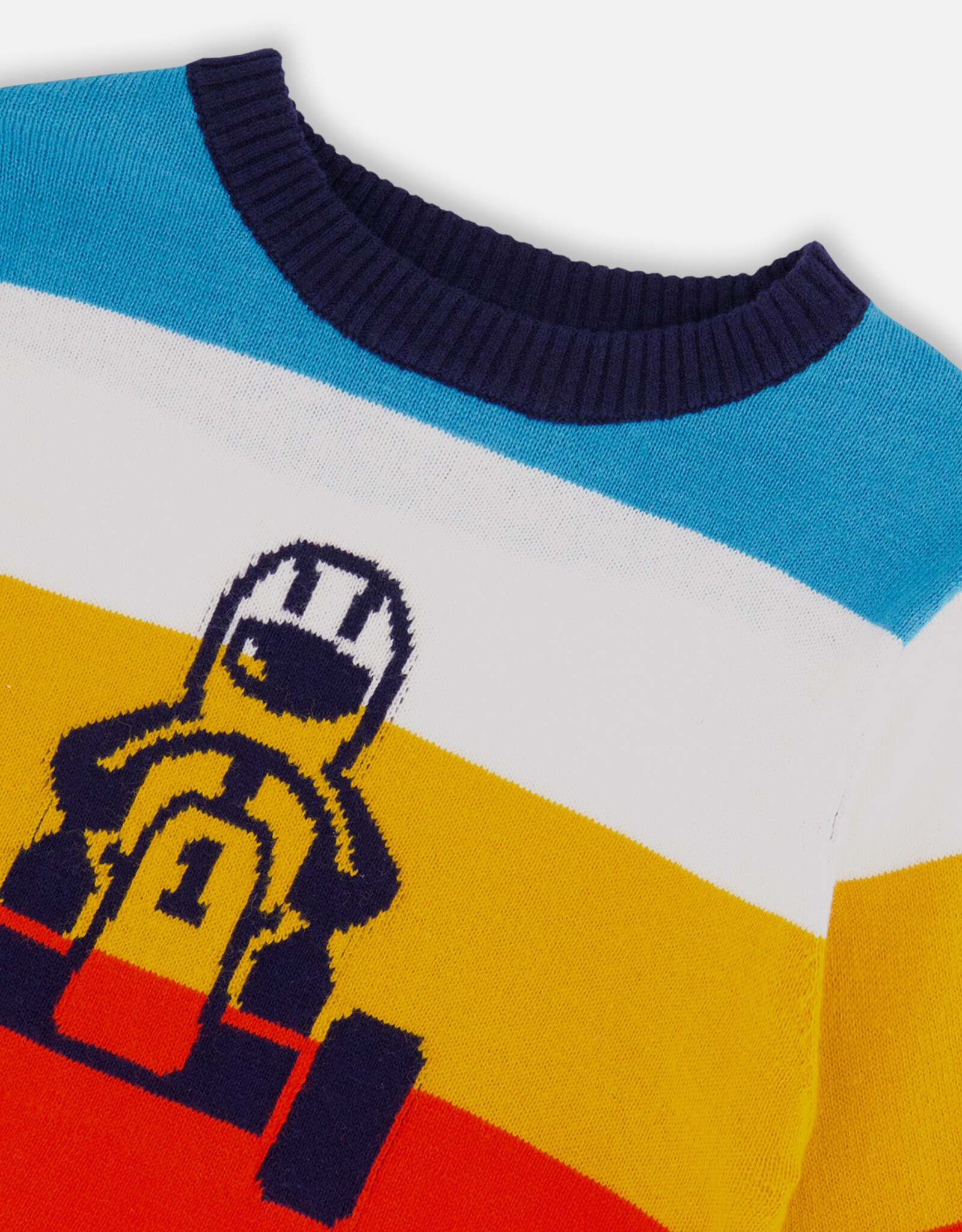 Deux Par Deux Peacoat Striped Sweater With Go Kart