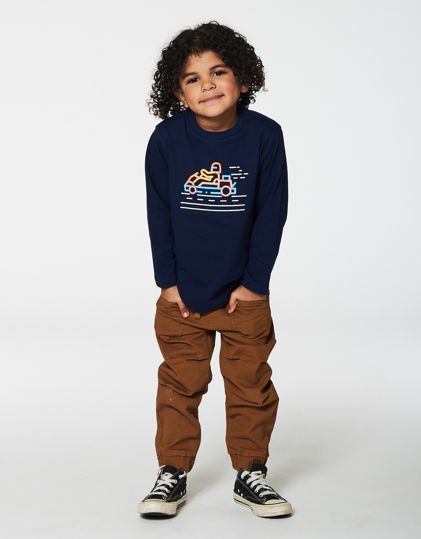 Deux Par Deux Peacoat Long Sleeve Racer T-Shirt