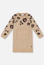Deux Par Deux Champagne Sweater Dress With Heart & Kangaroo Pocket