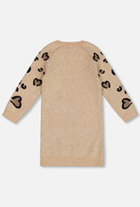 Deux Par Deux Champagne Sweater Dress With Heart & Kangaroo Pocket
