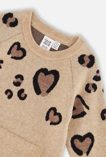 Deux Par Deux Champagne Sweater Dress With Heart & Kangaroo Pocket