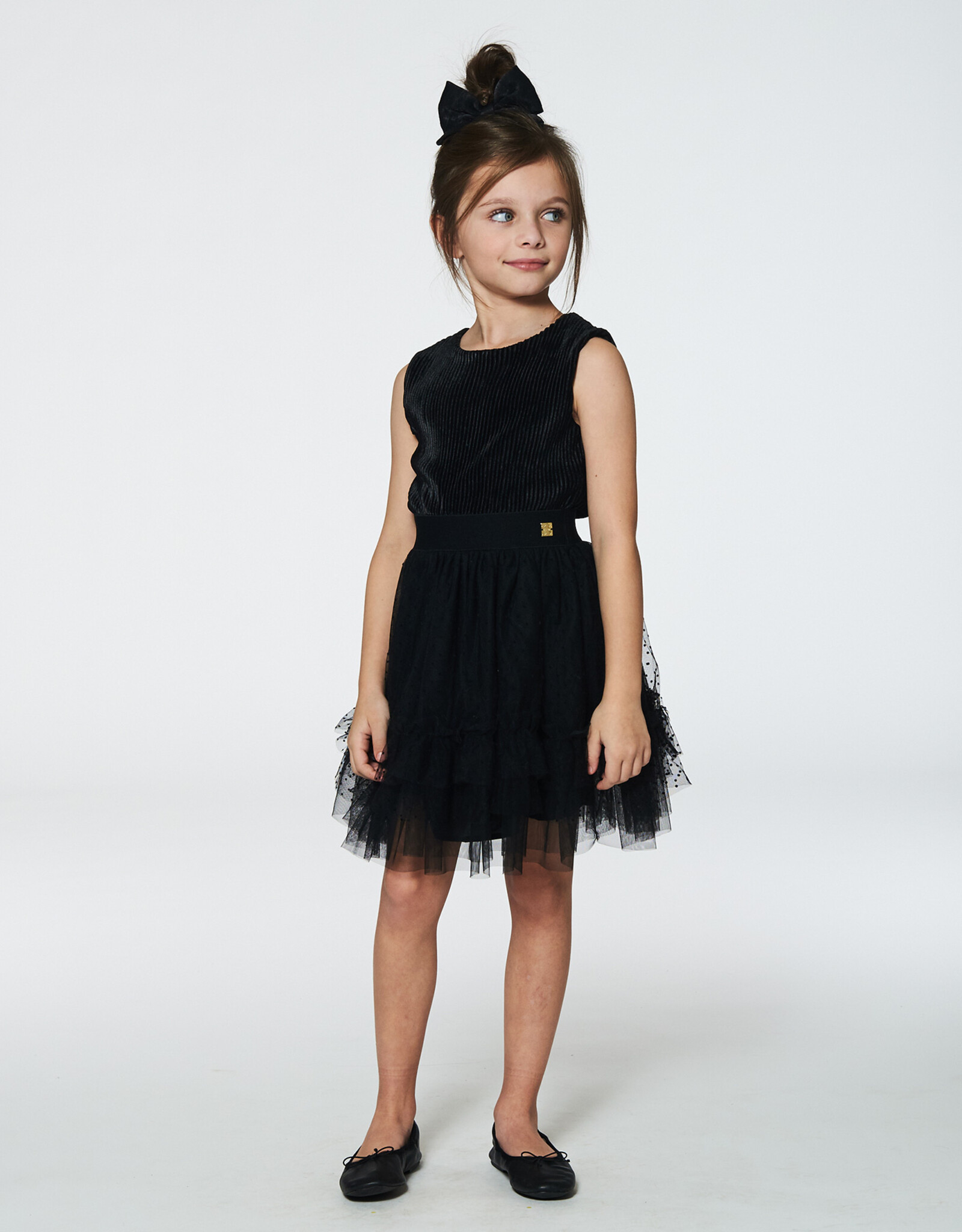 Deux Par Deux Anthracite Sleeveless Dress With Tulle Skirt
