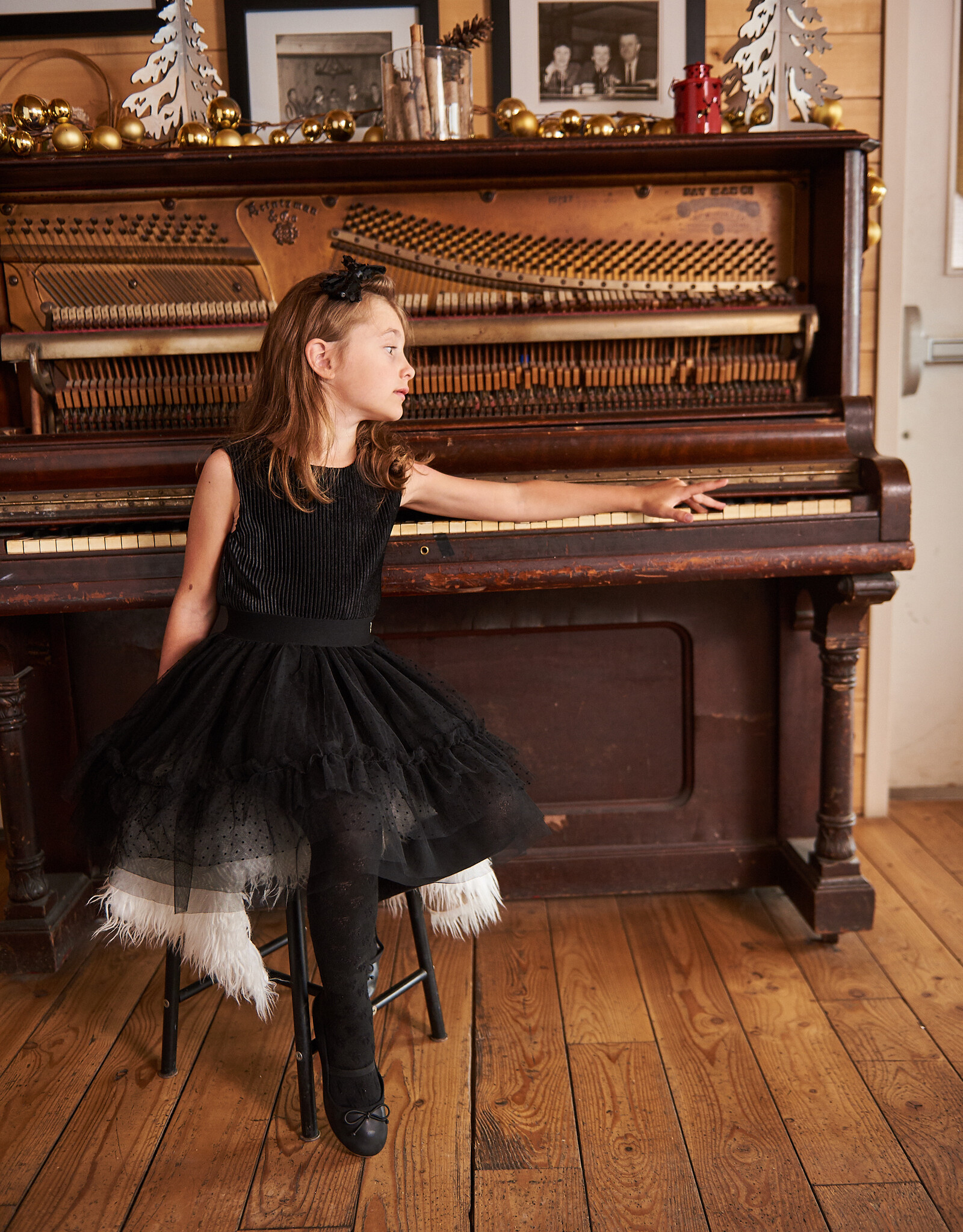 Deux Par Deux Anthracite Sleeveless Dress With Tulle Skirt