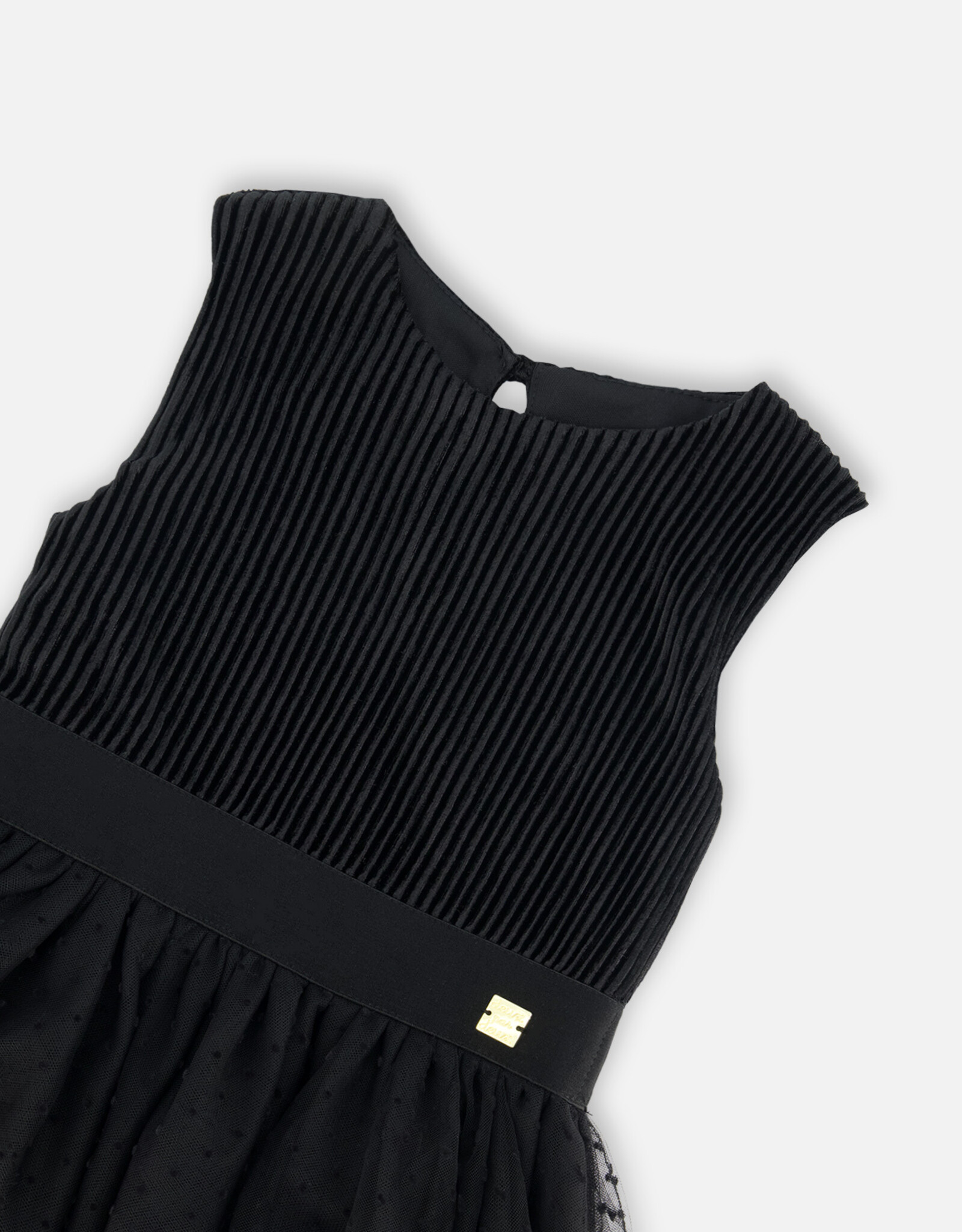 Deux Par Deux Anthracite Sleeveless Dress With Tulle Skirt