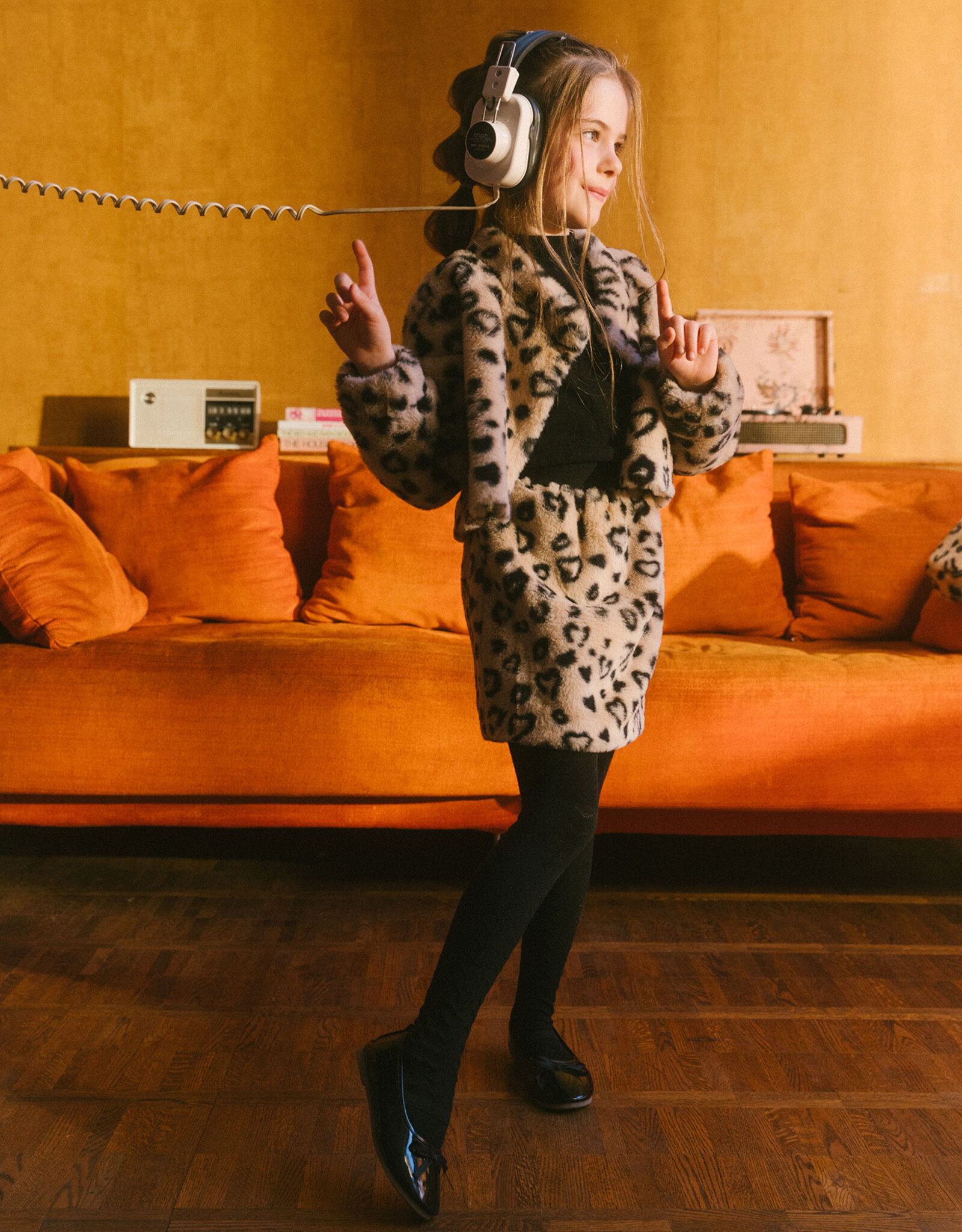 Deux Par Deux Hearts Faux Fur Skirt